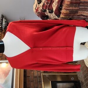 Mario Borgioli Red Cardigan Preppy Christmas Valentines Spring Vintage 1990's
